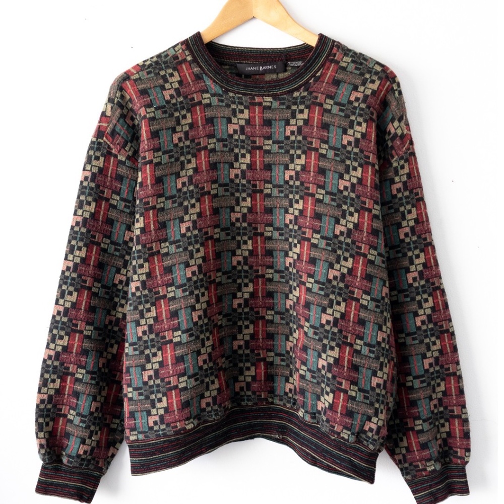 Women's Jhane Barnes Wool Acrylic Pullover Vintage Inspired Sweater Size Large